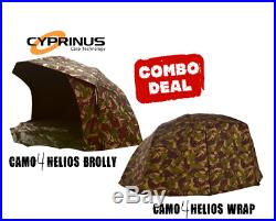 Cyprinus 55 CAMO4 Helios Carp Fishing Brolly Umbrella with Wrap Combo Deal