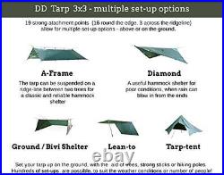 DD Tarp 3x3-Olive Green(10ft x 10ft) 100% Waterproof Lightweight & Rainfly Tarp
