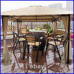 DikaSun Gazebos for Patios Single Roof Gazebo with Curtains, Outdoor Shade with