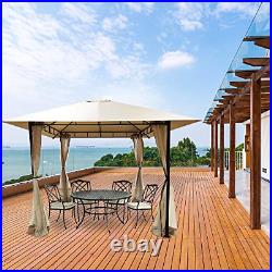 DikaSun Gazebos for Patios Single Roof Gazebo with Curtains, Outdoor Shade with