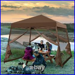 EAGLE PEAK 10' x 10' Slant Leg Easy Setup Pop Up Canopy Tent with Netting