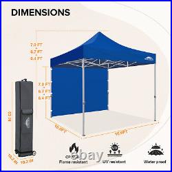 EAGLE PEAK 10x10 Heavy Duty Pop up Commercial Canopy Tent with One Sidewall