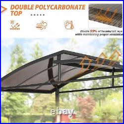EAGLE PEAK 8x5 ft Double-Tier Polycarbonate Steel Frame Outdoor BBQ Grill Gazebo