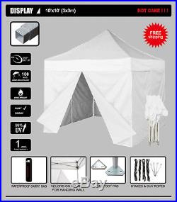 EZ Pop Up Waterproof Canopy 10x10 Commercial Tent Shelter + Full Walls&Carry Bag