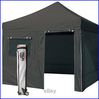 Eurmax 10X10 BLACK Ez Pop Up Canopy Tent+Awning+Roller bag+4walls