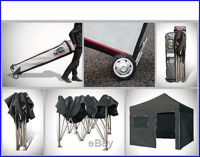 Eurmax 10X10 BLACK Ez Pop Up Canopy Tent+Awning+Roller bag+4walls