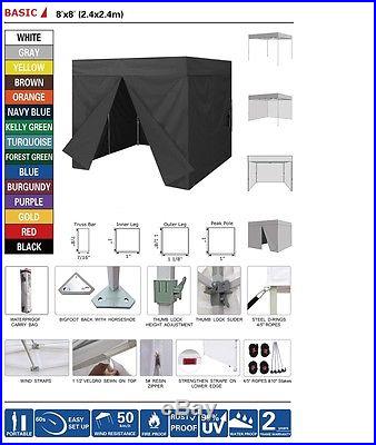 Eurmax Canopy 8x8 flat roof canopy with Carry Bag and Full zipper walls Black
