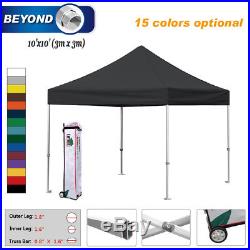 Eurmax Pop Up 10x10 Canopy BEYOND Commercial Patio Tent Shelter+Roller Bag BLACK