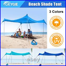 Family Beach Tent with 4 Aluminum Poles Pop Up Beach Sunshade Carrying Bag 10X10FT