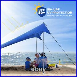 Family Beach Tent with 4 Aluminum Poles Pop Up Beach Sunshade Carrying Bag UPF50