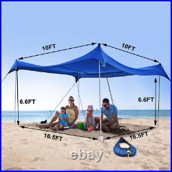 Family Beach Tent with 4 Aluminum Poles Pop Up Beach Sunshade Carrying Bag UPF50