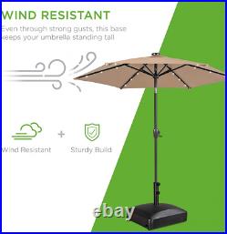 Fillable Mobile Patio Umbrella Base Heavy Duty Market Stand 137Lb Capacity Black