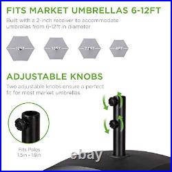 Fillable Mobile Patio Umbrella Base Heavy Duty Market Stand 137Lb Capacity Black