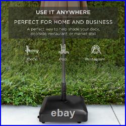 Fillable Mobile Umbrella Base Heavy Duty Market Stand With 4 Wheels 2 Locks Black