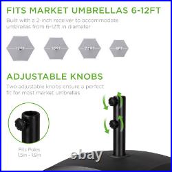 Fillable Mobile Umbrella Base Heavy Duty Market Stand With 4 Wheels 2 Locks Black