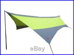 Fly Tarp Shelter Large Camping Rain Canopy with Aluminum Pole Green/Gray