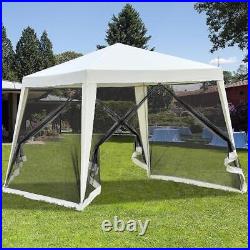 Folding Slant Leg Beige Screened Sun Shelter Canopy Tent with Mesh Sidewalls