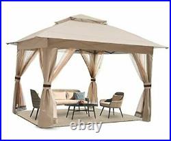 Ft Easy Pop Up Canopy Tent Instant Folding Shelter with Mosquito 13x13 Khaki