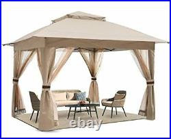 Ft Easy Pop Up Canopy Tent Instant Folding Shelter with Mosquito 13x13 Khaki