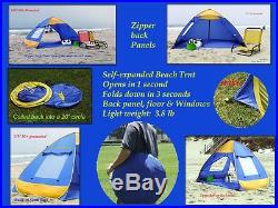 Genji Sports Pop Up Family Beach Tent And Beach Sunshelter, Free Shipping, New