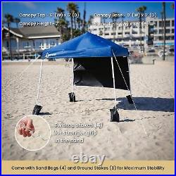 Guid. Sand Bags 6'x6' Top / 8'x8' Base Backpack Pop-up Canopy with Sunwall