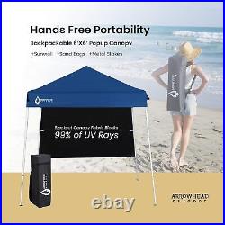 Guid. Sand Bags 6'x6' Top / 8'x8' Base Backpack Pop-up Canopy with Sunwall