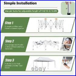 Gymax Pop-Up Canopy Tent 129.5H x 120W Rectangle Collapsible/Adjustable White