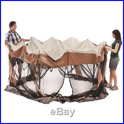 Hex Instant Screened Canopy Gazebo Backyard Outdoor Camping Shelter 12 X 10 ft