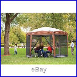Instant Canopy Tent Gazebo 12 x 10 Ft. Hex Brown Outdoor Garden Camping Shelter
