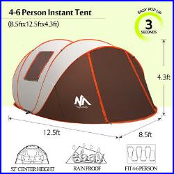 Instant Pop Up Tent 4-6 Person Family Waterproof Backpacking Hiking Camping Tent