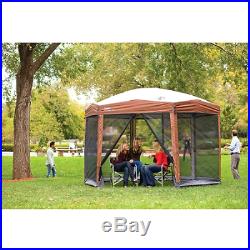 Instant Screened Canopy Gazebo Camping Outdoor Shelter Canopies 12 x10 ft Hex