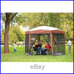Instant Screened Canopy Gazebo Outdoor Camping Shelter Family 12-by-10-foot Hex