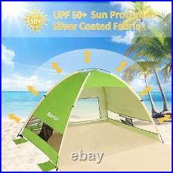 Large Pop Up Beach Tent for 3-4 Person, UPF 50+ Beach Sun Shelter Green