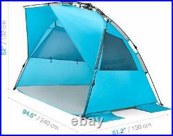 New Pacific Breeze Easy Setup Beach Tent Deluxe XL with Extendable Floor