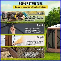 New Pop-up Camping Gazebo Camping Canopy Shelter 6 Sided 10 x 10 ft Sun Shade