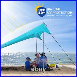 OXYGIE Family Beach Tent Sunshade Canopy Pop up Sun Shelter Tarp 4 Pole UPF50+