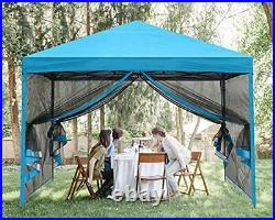 Outdoor Easy Pop up Canopy Tent with Netting Wall Sky Blue