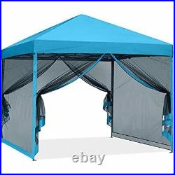 Outdoor Easy Pop up Canopy Tent with Netting Wall Sky Blue