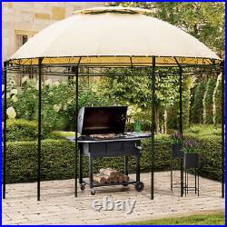 Outdoor Gazebo Steel Fabric Round Soft Top Dome Gazebo with Removable Curtains