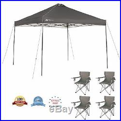 Outdoor Instant Canopy Gazebo Picnic Camping Tent Sun Shade + 4 Arm Chairs