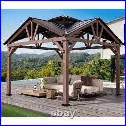 Outdoor Leisure Products Cedar Gazebo with Metal Roof Measuring 12 Feet by 12 Feet