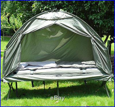 Outdoor One-person folding dome tent hiking camping bed cot W/ sleeping bag