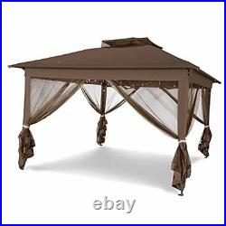 Outdoor Pop Up Gazebo Tent with Removable Zipper Mosquito 11'x11' Brown
