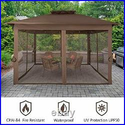 Outdoor Pop Up Gazebo Tent with Removable Zipper Mosquito 11'x11' Brown