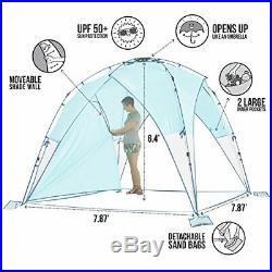 Outdoors Canopy Beach Shelter Lightweight Sun Shade Tent with One Wall Included
