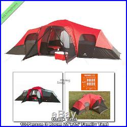 Ozark Trail 10 Person Family Tent 3 Room 21'x15' Outdoor Cabin Tents for Camping