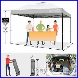 Pop Up Canopy Tent 10'x10' Canopy Shelter Straight Leg Wheeled Carry Bag-Silver