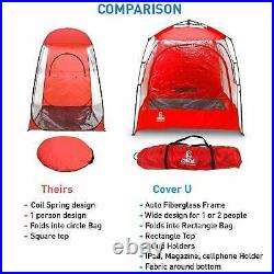 Pop-Up Sports Pod Tent 2-Person Collapsible Patented Large Chair Shelter (Red)