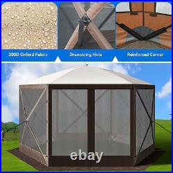 Pop-up 12 x12ft Camping Gazebo Camping Canopy Shelter 6 Sided Sun Shade Portable