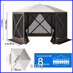 Pop-up 12 x12ft Camping Gazebo Camping Canopy Shelter 6 Sided Sun Shade Portable